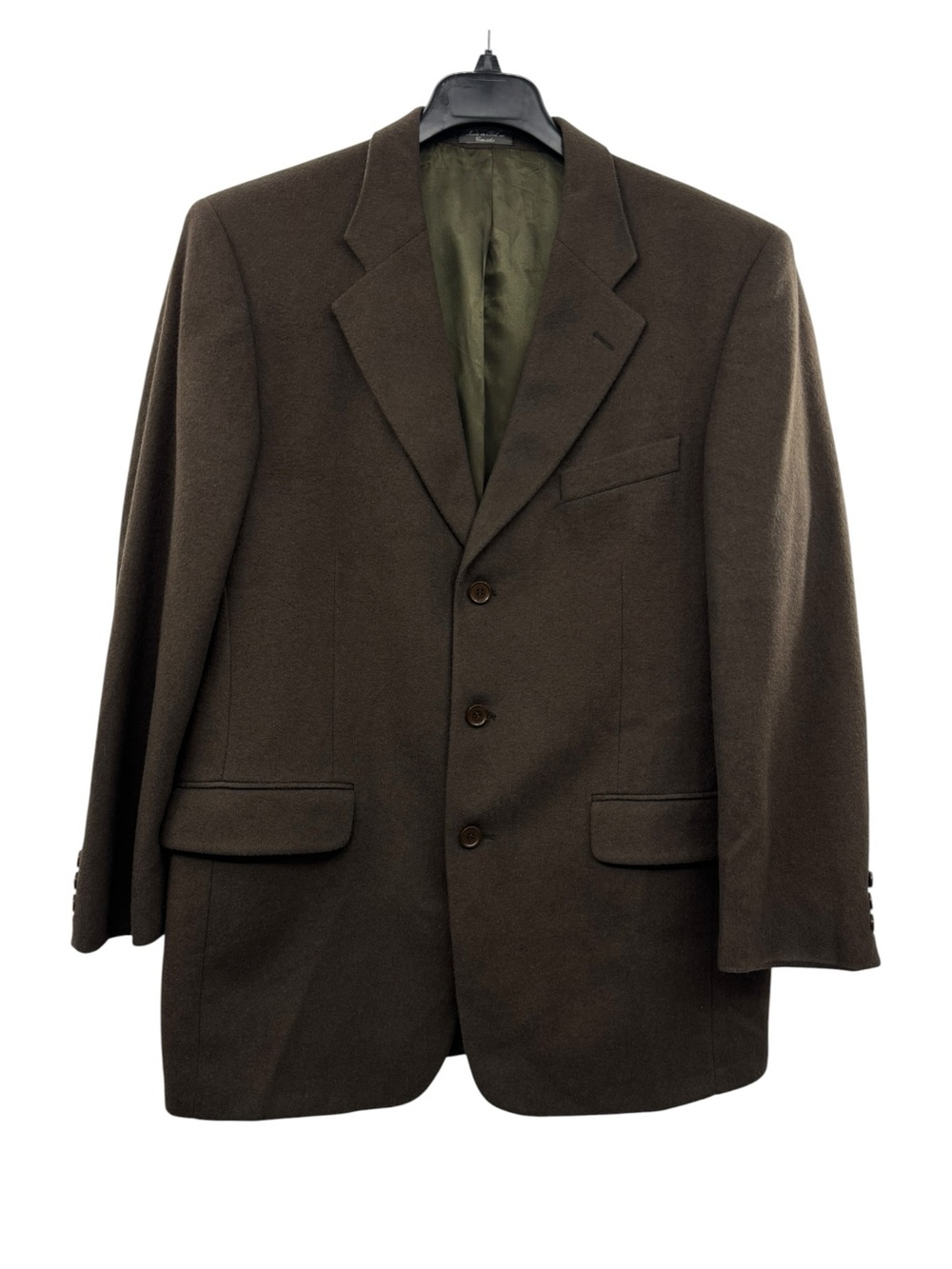 Men's Dark Brown Three-Button Wool Blend Blazer